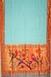 Paithani Silk Butta Sky Blue Saree With Single Muniya Border