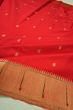 Paithani Silk Butta Red Saree With Single Muniya Border