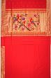 Paithani Silk Butta Red Saree With Single Muniya Border