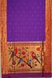 Paithani Silk Butta Violet Saree With Triple Muniya Border