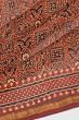 Chanderi Cotton Ajrak Printed Brown Saree