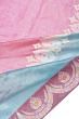 Banarasi Kora Organza Tissue Plain Pink And Sky Blue Saree