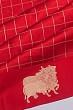 Banarasi Katan Silk Checks Red Saree