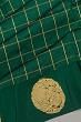 Banarasi Katan Silk Checks Dark Green Saree