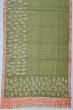 Tussar Plain Green Saree With Batik Prints