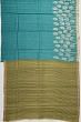 Tussar Plain Teal Blue Saree With Batik Prints