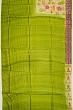 Tussar Floral Printed Pista Green Saree With Aari Embroidery Outlined