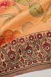 Tussar Floral Printed Beige Saree With Aari Embroidery Outlined