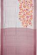 Tussar Floral Printed Grey Saree With Aari Embroidery Outlined