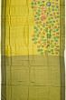 Tussar Floral Printed Green Saree With Aari Embroidery Outlined