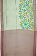 Tussar Floral Printed Sea Green Saree With Aari Embroidery Outlined