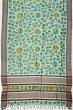 Tussar Floral Printed Sea Green Saree With Aari Embroidery Outlined