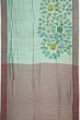 Tussar Floral Printed Sea Green Saree With Aari Embroidery Outlined