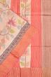 Tussar Floral Printed Peach Saree With Aari Embroidery Border