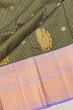 Kanchipuram Silk Checks And Butta Bottle Green Saree