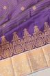 Kanchipuram Silk Horizontal Lines And Butta Purple Saree