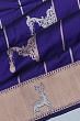 Banarasi Silk Vertical Lines And Butta Dark Blue Saree