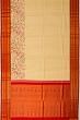 Kanchipuram Silk Vertical Lines Cream Saree With Embroidery