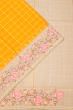 Kanchipuram Silk Checks Mustard Yellow Saree With Embroidery Border