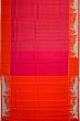 Kanchipuram Silk Vertical Lines And Butta Pink Saree With Embroidery