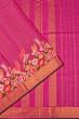 Kanchipuram Silk Checks Pink Saree With Embroidery