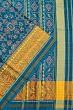 Rajkot Patola Silk Ikat Teal Blue Saree