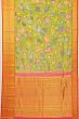 Taranga Kanchi Soft Silk Kalamkari Hand Painted Pastel Green Saree