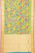 Taranga Kanchi Soft Silk Kalamkari Hand Painted Pale Green Saree