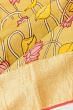 Taranga Kanchi Soft Silk Kalamkari Hand Painted Biege Saree