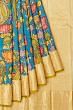 Taranga Kanchi Soft Silk Kalamkari Hand Painted Blue Saree