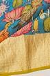 Taranga Kanchi Soft Silk Kalamkari Hand Painted Blue Saree