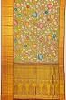 Taranga Kanchi Soft Silk Kalamkari Hand Painted Pista Green Saree