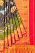 Taranga Kanchi Soft Silk Kalamkari Hand Painted Black Saree