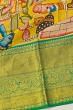 Taranga Kanchi Soft Silk Kalamkari Hand Painted Yellow Saree