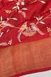 Tussar Floral Embroidery Brocade Maroon Saree