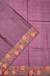 Tussar Checks Violet Saree With Embroidery Border