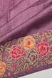 Tussar Checks Violet Saree With Embroidery Border