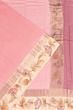 Chanderi Cotton Plain Jaal Pastel Pink Saree With Handpainted Border