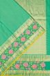 Kanchipuram Silk Checks Sea Green Saree With Embroidery