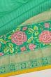 Kanchipuram Silk Checks Sea Green Saree With Embroidery