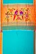 Paithani Silk Butta Blue Saree With Single Muniya Border