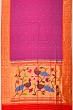 Paithani Silk Butta Purple Saree With Triple Muniya Border