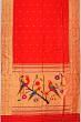 Paithani Silk Butta Red Saree With Triple Muniya Border