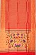 Paithani Silk Vertical Lines Red Saree With Triple Muniya Border