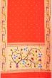 Paithani Silk Butta Red Saree With Akruthi Border