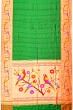 Paithani Silk Checks Green Saree With Akruthi Border