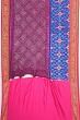 Kanchipuram Silk Badhani purple Saree With Ikat