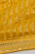 Organza Vertical Lines Yellow Saree With Embroidery Border