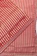 Organza Vertical Lines Redish Pink Saree With Embroidery Border