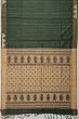 Tussar Plain Bottle Green Saree With Warli Embroidery Pallu